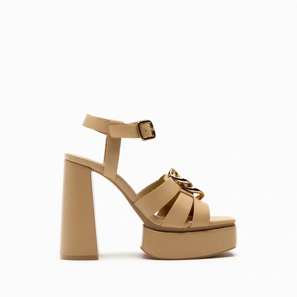 Brand new Zara STRAPPY CHUNKY PLATFORM HEELED SANDALS - Picture 2 of 12